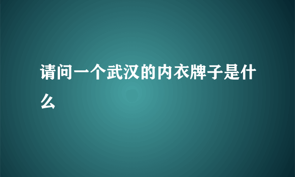 请问一个武汉的内衣牌子是什么