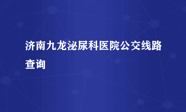 济南九龙泌尿科医院公交线路查询