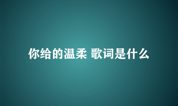 你给的温柔 歌词是什么