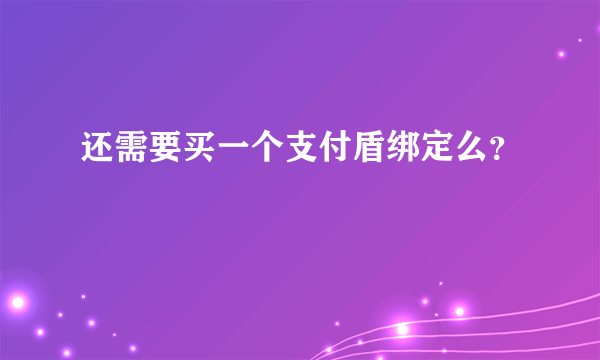 还需要买一个支付盾绑定么？