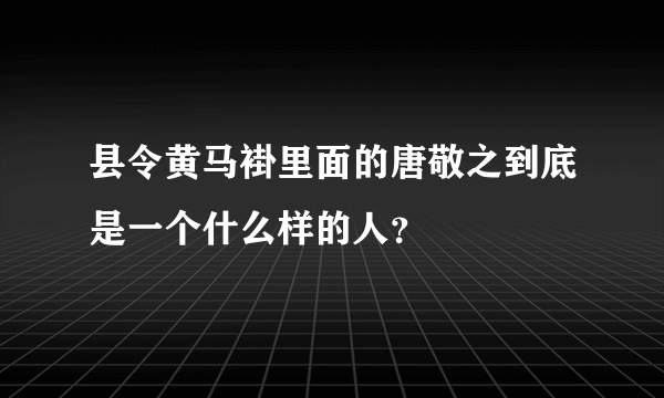 县令黄马褂里面的唐敬之到底是一个什么样的人？