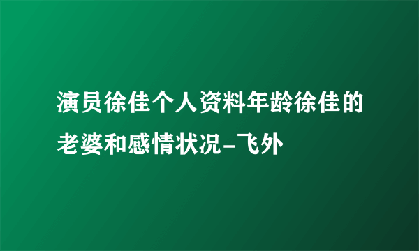 演员徐佳个人资料年龄徐佳的老婆和感情状况-飞外