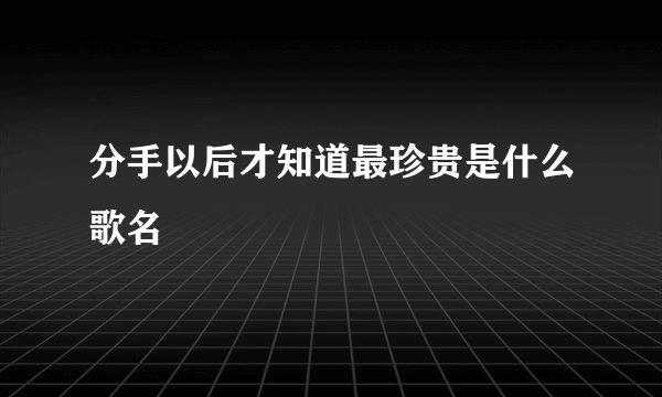 分手以后才知道最珍贵是什么歌名