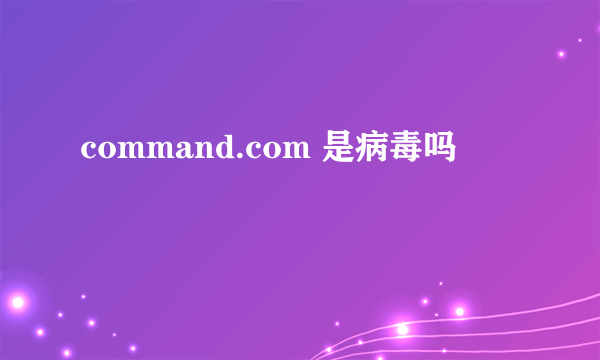 command.com 是病毒吗