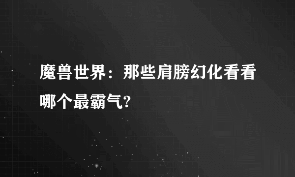 魔兽世界：那些肩膀幻化看看哪个最霸气?