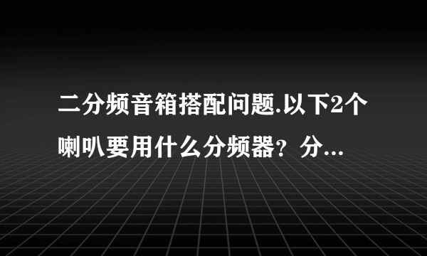 二分频音箱搭配问题.以下2个喇叭要用什么分频器？分频点是多少？等 等.