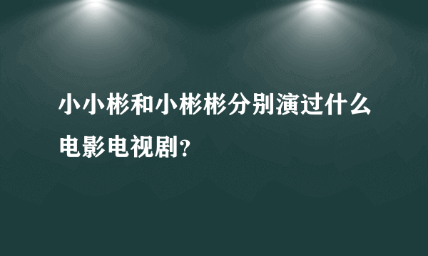 小小彬和小彬彬分别演过什么电影电视剧？