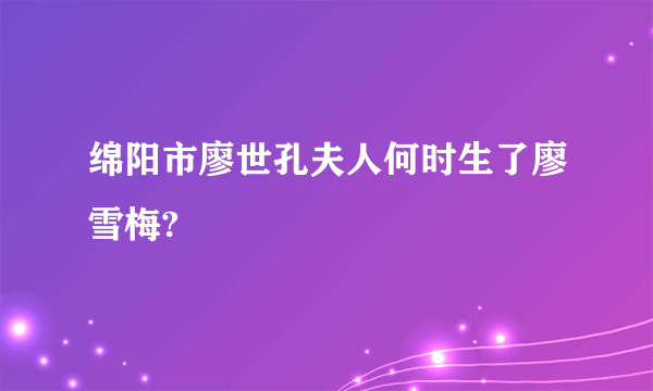 绵阳市廖世孔夫人何时生了廖雪梅?