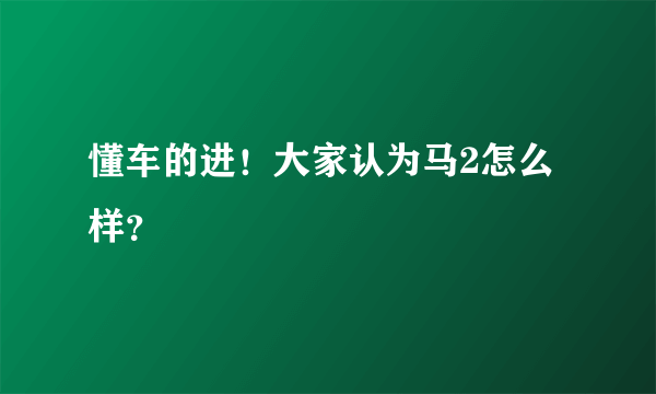 懂车的进！大家认为马2怎么样？