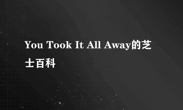 You Took It All Away的芝士百科