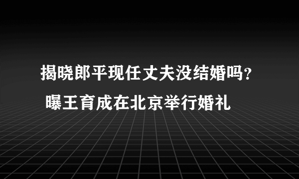 揭晓郎平现任丈夫没结婚吗？ 曝王育成在北京举行婚礼