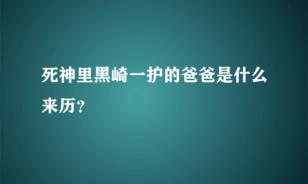 死神里黑崎一护的爸爸是什么来历？