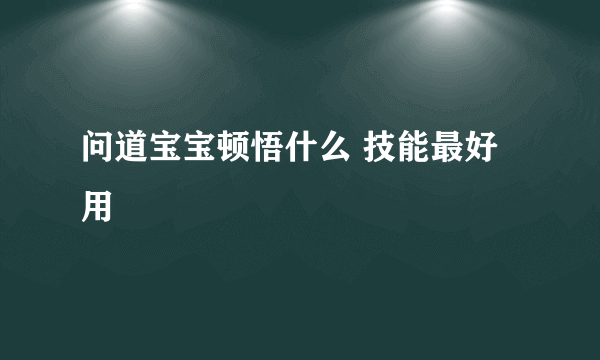 问道宝宝顿悟什么 技能最好用