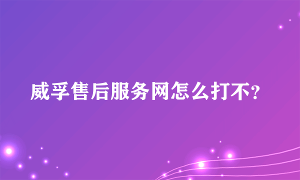 威孚售后服务网怎么打不？