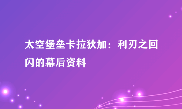 太空堡垒卡拉狄加：利刃之回闪的幕后资料