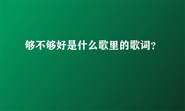 够不够好是什么歌里的歌词？