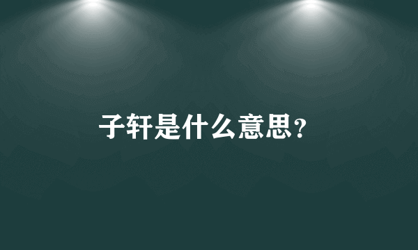 子轩是什么意思？