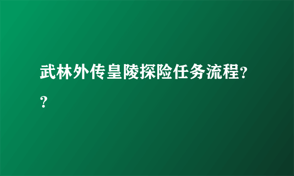 武林外传皇陵探险任务流程？？