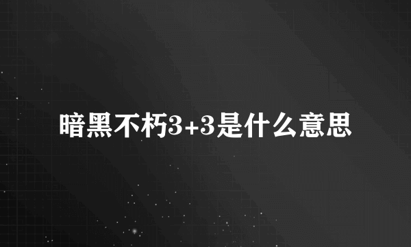 暗黑不朽3+3是什么意思