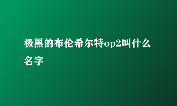 极黑的布伦希尔特op2叫什么名字