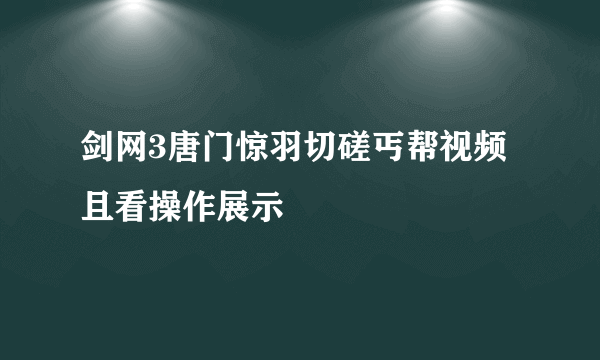 剑网3唐门惊羽切磋丐帮视频 且看操作展示