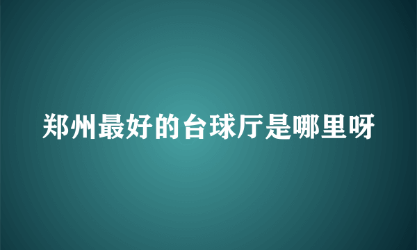 郑州最好的台球厅是哪里呀