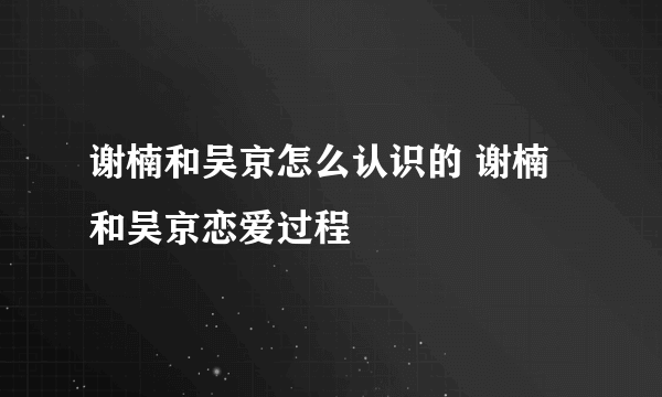 谢楠和吴京怎么认识的 谢楠和吴京恋爱过程