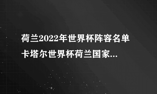 荷兰2022年世界杯阵容名单 卡塔尔世界杯荷兰国家队名单一览