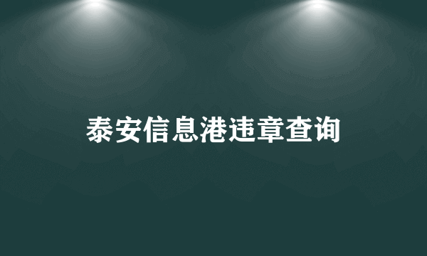 泰安信息港违章查询