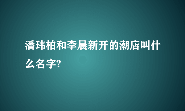 潘玮柏和李晨新开的潮店叫什么名字?