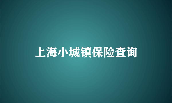 上海小城镇保险查询