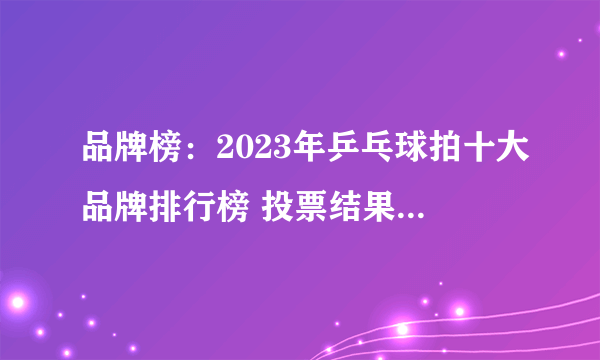 品牌榜：2023年乒乓球拍十大品牌排行榜 投票结果公布【新】