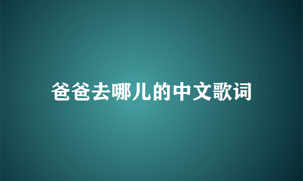 爸爸去哪儿的中文歌词