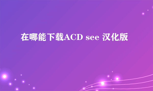 在哪能下载ACD see 汉化版