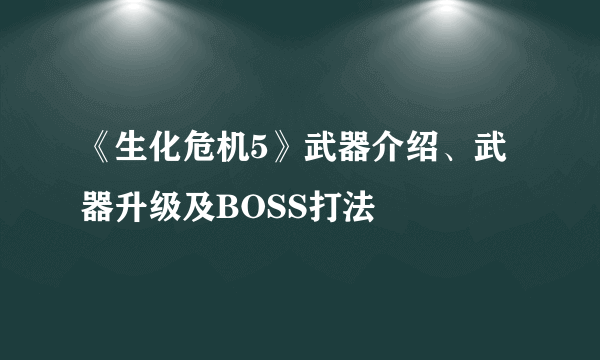 《生化危机5》武器介绍、武器升级及BOSS打法