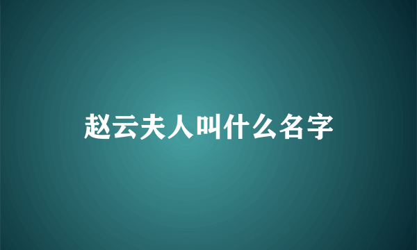 赵云夫人叫什么名字