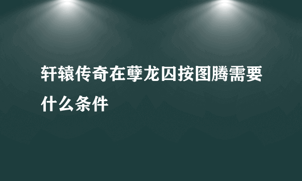 轩辕传奇在孽龙囚按图腾需要什么条件