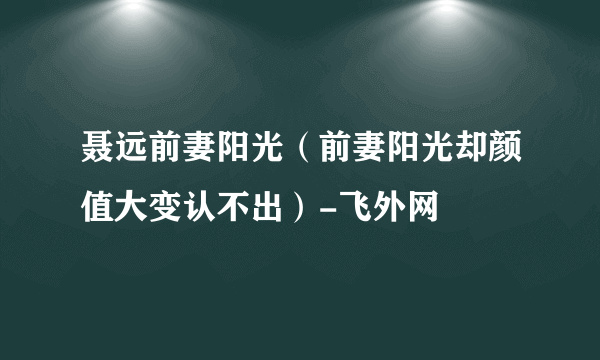 聂远前妻阳光（前妻阳光却颜值大变认不出）-飞外网