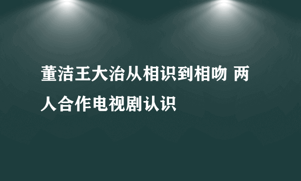 董洁王大治从相识到相吻 两人合作电视剧认识