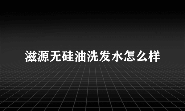 滋源无硅油洗发水怎么样