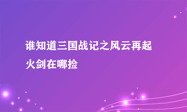 谁知道三国战记之风云再起 火剑在哪捡