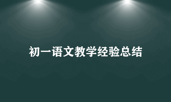 初一语文教学经验总结