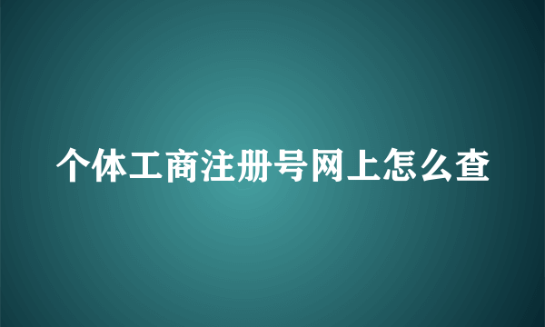 个体工商注册号网上怎么查