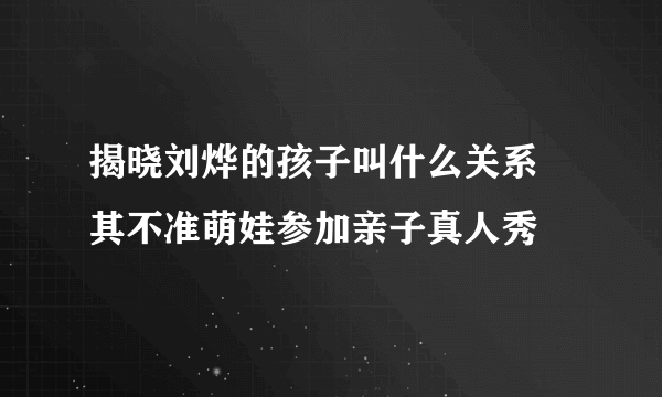 揭晓刘烨的孩子叫什么关系 其不准萌娃参加亲子真人秀