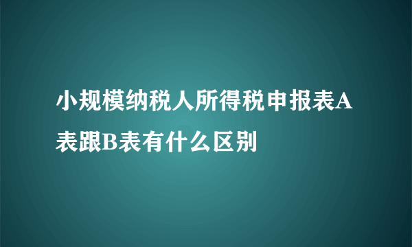 小规模纳税人所得税申报表A表跟B表有什么区别