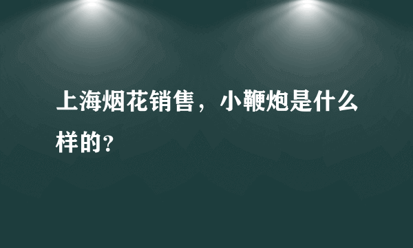 上海烟花销售，小鞭炮是什么样的？