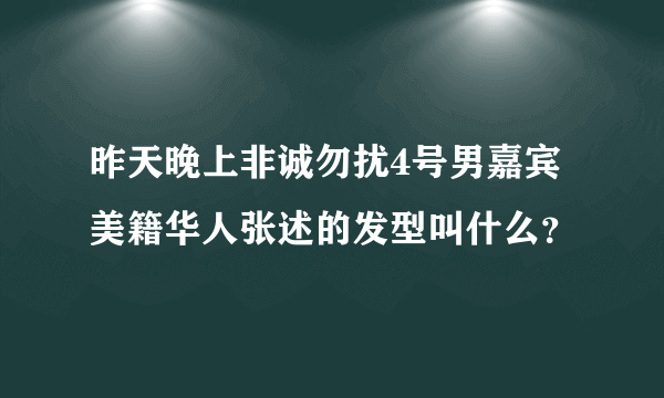 昨天晚上非诚勿扰4号男嘉宾美籍华人张述的发型叫什么？