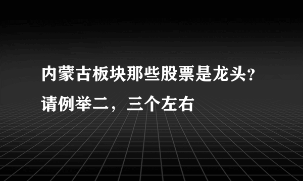 内蒙古板块那些股票是龙头？请例举二，三个左右