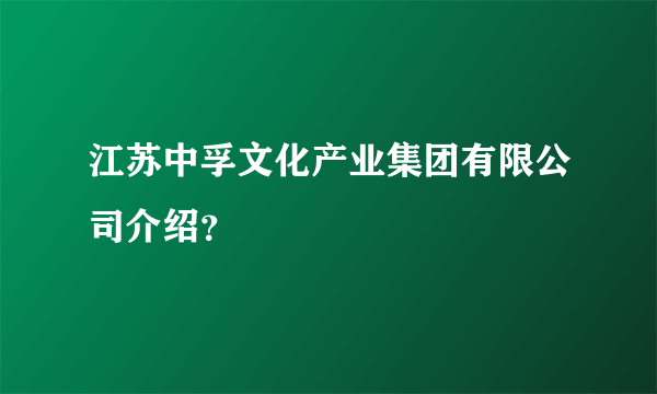 江苏中孚文化产业集团有限公司介绍？