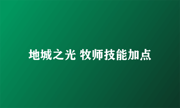 地城之光 牧师技能加点